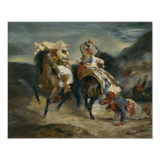 Delacroix The Combat of the Giaour and Hassan Foto Afdruk (Voorkant)