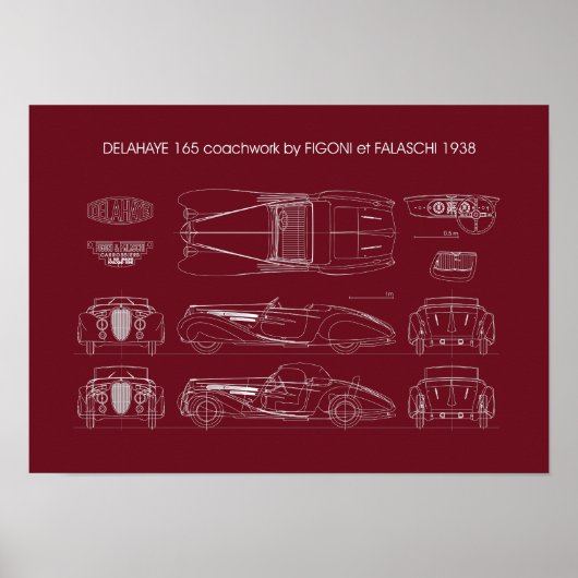 Delahaye 165 Figoni et Falaschi Poster (Voorkant)