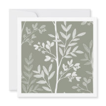 Delaicate olijfgroene bloemstreep Art Kaart