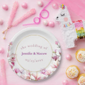 Delaicate Roze Magnolia Houten Bruiloft Papieren B Papieren Bordje (Feest)