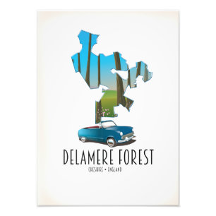 Delamere Forest Cheshire England kaart Foto Afdruk