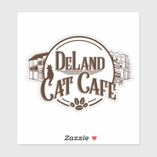 DeLand Cat Cafe LOGO grand autocollant (Feuille)