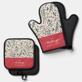 Delantal de Navidad para familia | Ramas verdes es Ovenwant & Pannenlap Set