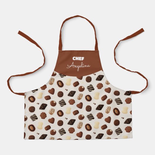 Delantal Patrón de caramelos de chocolate Schort (Voorkant)