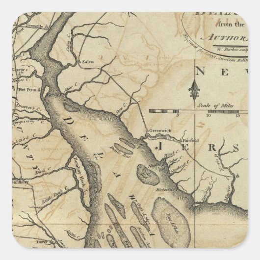 Delaware 2 vierkante sticker (Voorkant)