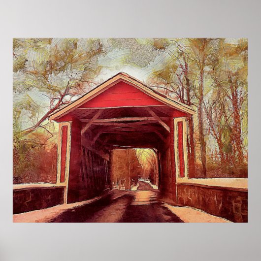 Delaware Ashland Covered Bridge Wood Poster (Voorkant)