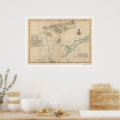 Delaware Bay-kaart 1639 Poster (Keuken)