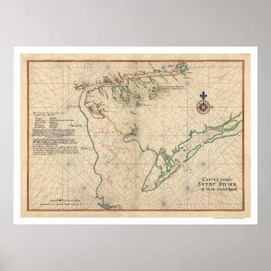 Delaware Bay-kaart 1639 Poster (Voorkant)