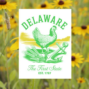 Delaware de eerste staat Est. 1787 Vintage Travel Briefkaart