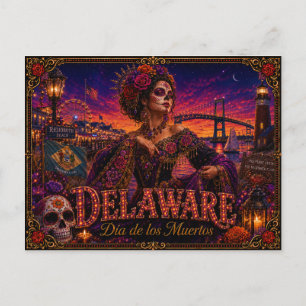 Delaware Día de los Muertos Retro Briefkaart