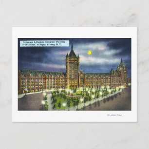 Delaware en Hudson Co. Building at Night Briefkaart