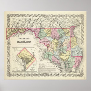 Delaware en Maryland met Columbia Poster