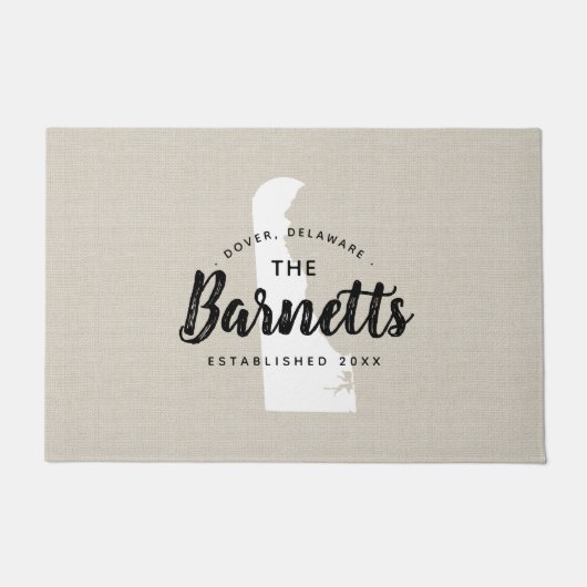 Delaware Familie Monogram Staat Doormat Deurmat (Voorkant)