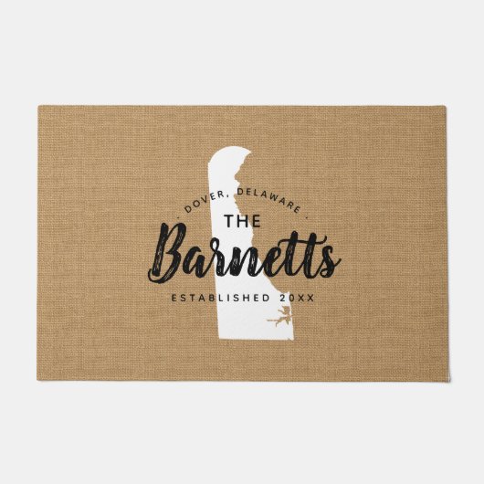 Delaware Familie Monogram Staat Doormat Deurmat (Voorkant)