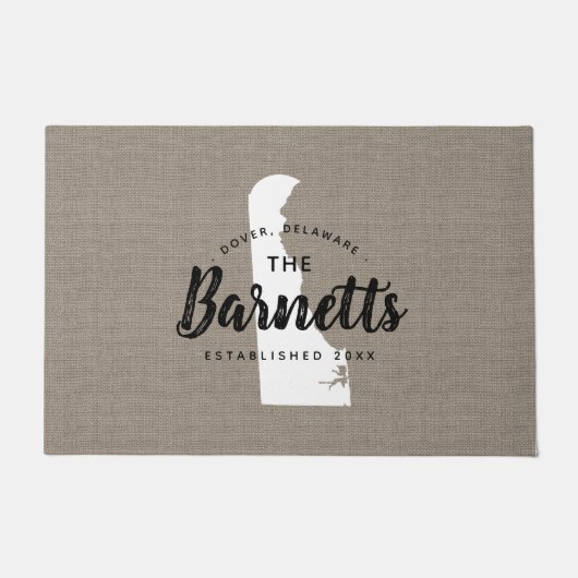 Delaware Familie Monogram Staat Doormat Deurmat (Voorkant)