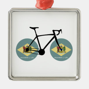 Delaware Flag Cycling Metalen Ornament