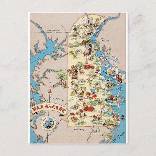 Delaware Funny  Map Briefkaart (Voorkant)