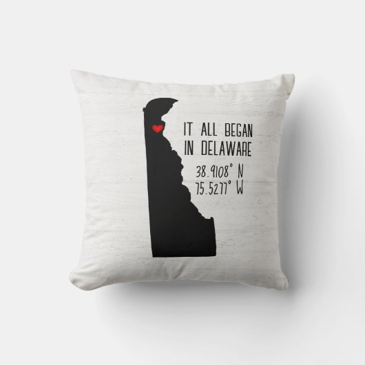 Delaware GPS-coördinaten met hart Kussen (Voorkant)