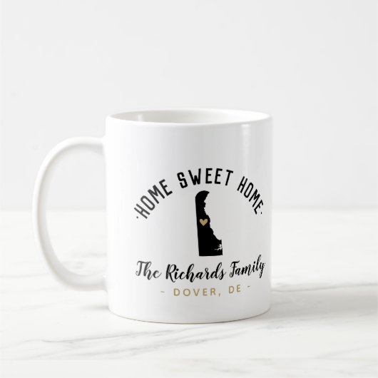Delaware Home Sweet Home Famille Monogramme Mug (Gauche)
