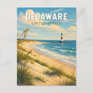 Delaware Illustratie Reis Kunst Vintage Briefkaart