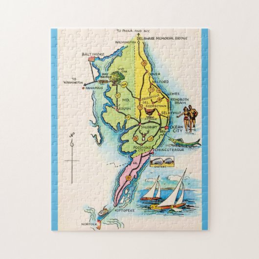 Delaware Maryland Vintage Map Jigsaw Puzzle (Vertical)