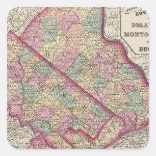 Delaware, Montgomery, Bucks county Vierkante Sticker