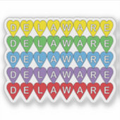 Delaware Rainbow Hearts Sticker (Voorkant)