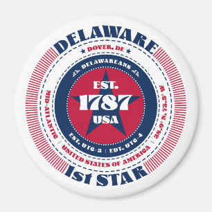 Delaware Red White Blue Circle Magneet