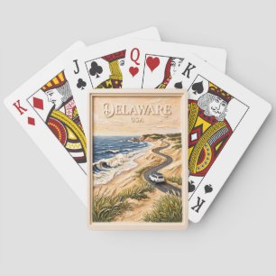 Delaware Reis Vintage Kust Wegreis Textuur Pokerkaarten