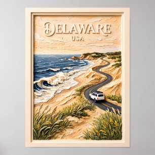 Delaware Reis Vintage Kustwegreis Textuur Poster