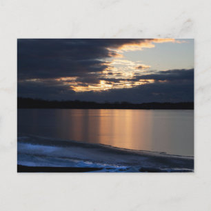 Delaware Rivier Winter Zonsondergang Ansichtkaart Briefkaart
