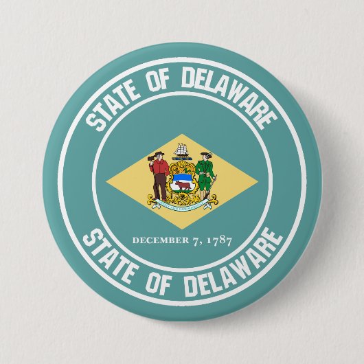 Delaware Round Emblem Ronde Button 7,6 Cm (Voorkant)