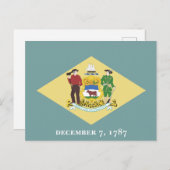Delaware State Flag The First State Coat of Arms  Briefkaart (Voorkant / Achterkant)