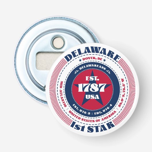Delaware State Information Circle Button Flesopener (Voorkant)