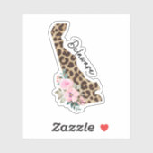Delaware State Leopard Print met bloemen Sticker (Vel)