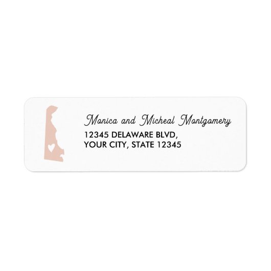 DELAWARE State Map met hart - ELKE KLEUR! Etiket (Voorkant)