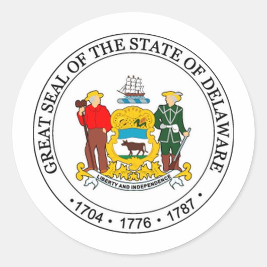Delaware State Seal Ronde Sticker (Voorkant)