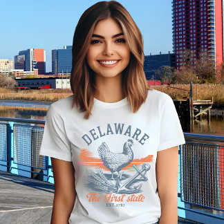 Delaware The First State Vintage Chicken Anchor Tri-Blend Shirt