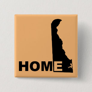 Delaware Thuis Weg Van Staat Knop Speld Vierkante Button 5,1 Cm