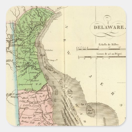 Delaware US Vierkante Sticker (Voorkant)