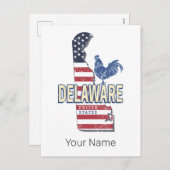 Delaware Verenigde Staten Retro State Kaart Veren (Voorkant / Achterkant)