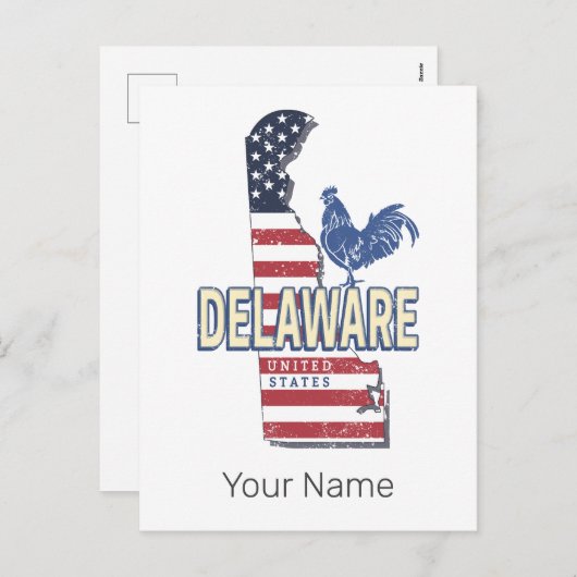 Delaware Verenigde Staten Retro State Kaart Veren (Voorkant / Achterkant)