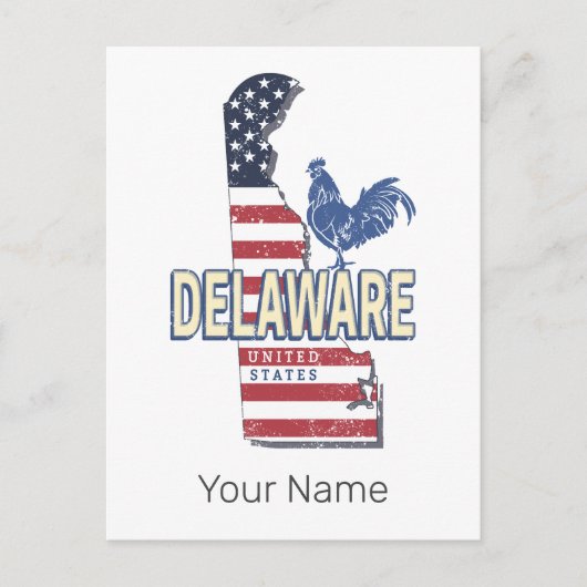 Delaware Verenigde Staten Retro State Kaart Veren (Voorkant)