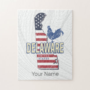 Delaware Verenigde Staten Retro State Kaart Veren Legpuzzel