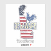 Delaware Verenigde Staten Retro State Kaart  Veren Sticker (Vel)