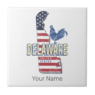 Delaware Verenigde Staten Retro State Kaart Veren Tegeltje