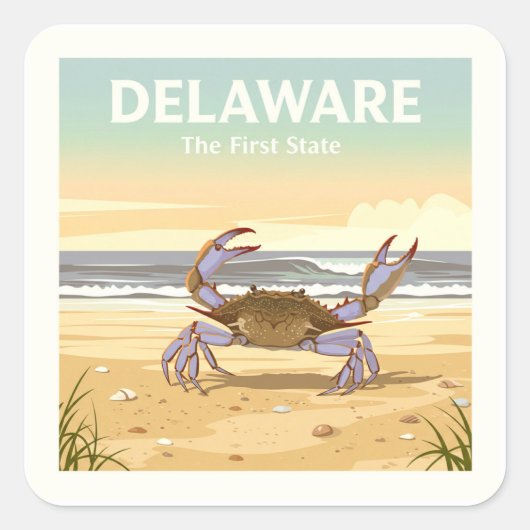  Delaware Vierkante Sticker (Voorkant)