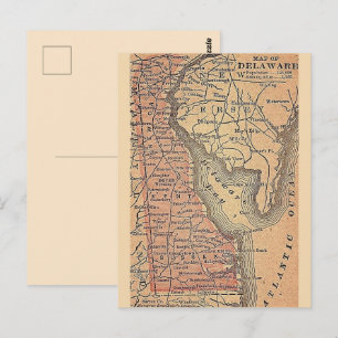 Delaware Vintage Staatskaart Briefkaart