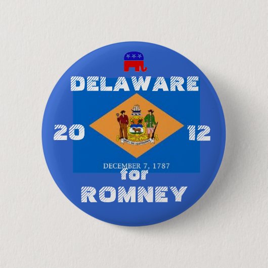 Delaware voor Romney 2012 Ronde Button 5,7 Cm (Voorkant)