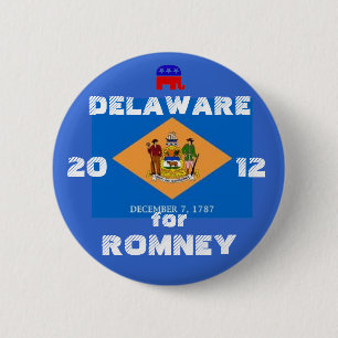 Delaware voor Romney 2012 Ronde Button 5,7 Cm